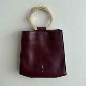 Burgundy Thacker Hexagon Leather Crossbody